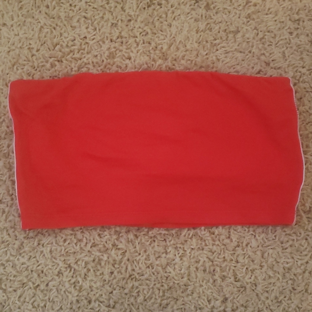 Tube top with strips on the side.